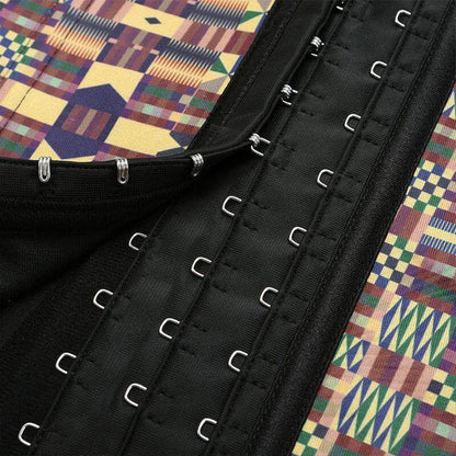 Kente 3-Hook Stitched hour glass Waist trainer