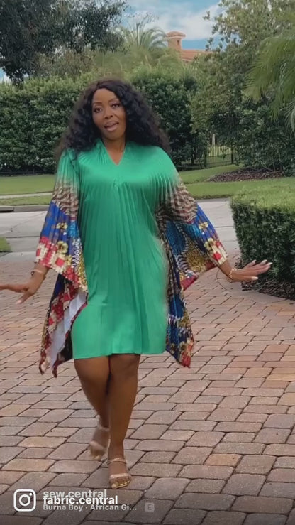 Pleated Ankara Silk Evening Gown Dress - 066