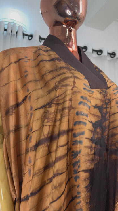 Adire/Tye Dye silk kaftan/BouBou/Caftan Shirt dress Summer/Beach wear Evening wear maxi/gown