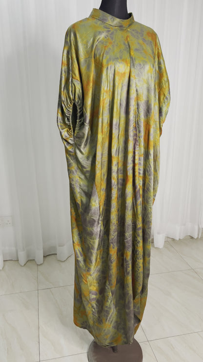 Eezzy Adire Silk Split Kaftan Maxi Dress - 051