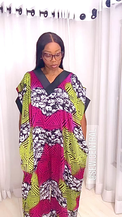 African print Ankara Silk Jumpsuit playsuit with Asooke neck details Summer Party Beachwear - 071 - Tall Length