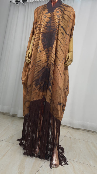 Adire/Tye Dye silk kaftan/BouBou/Caftan Shirt dress Summer/Beach wear Evening wear maxi/gown