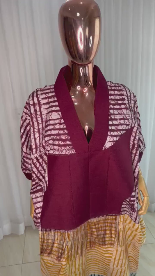 Adire/Batik Tye Dye Cotton kaftan/BouBou Kaftan/Caftan Shirt dress Summer/Beach wear Evening wear maxi/gown with slit