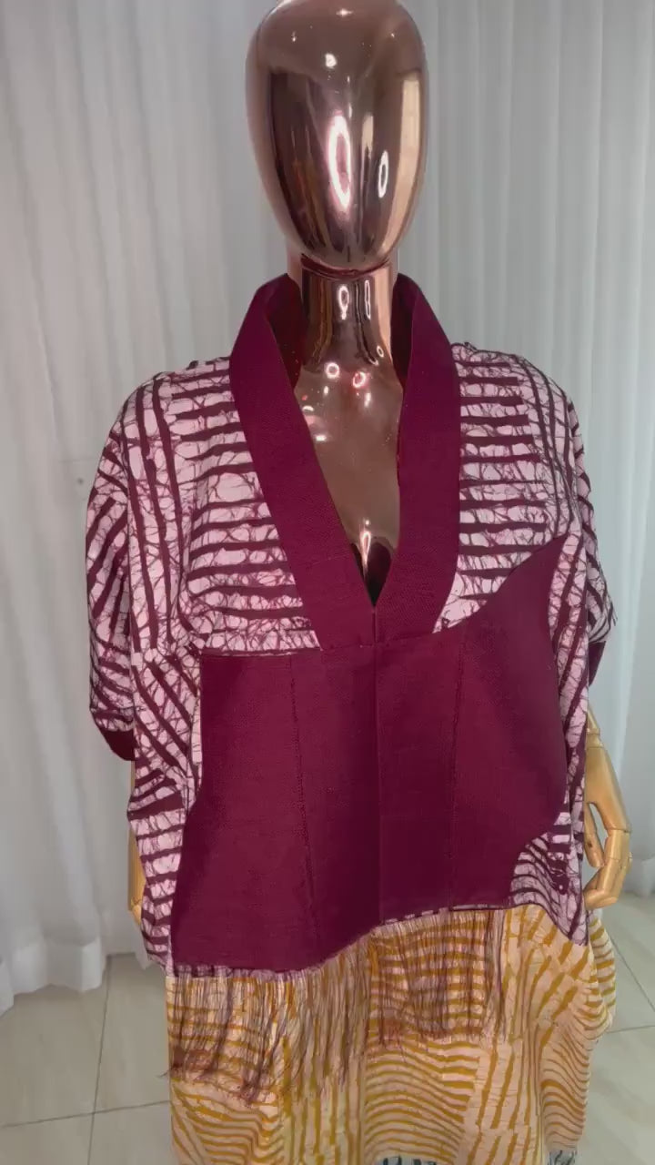 Adire/Batik Tye Dye Cotton kaftan/BouBou Kaftan/Caftan Shirt dress Summer/Beach wear Evening wear maxi/gown with slit