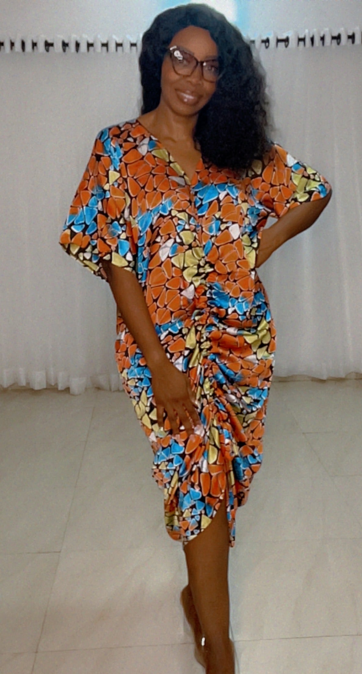 Eezzy Adire Silk Kaftan Maxi Dress - 001