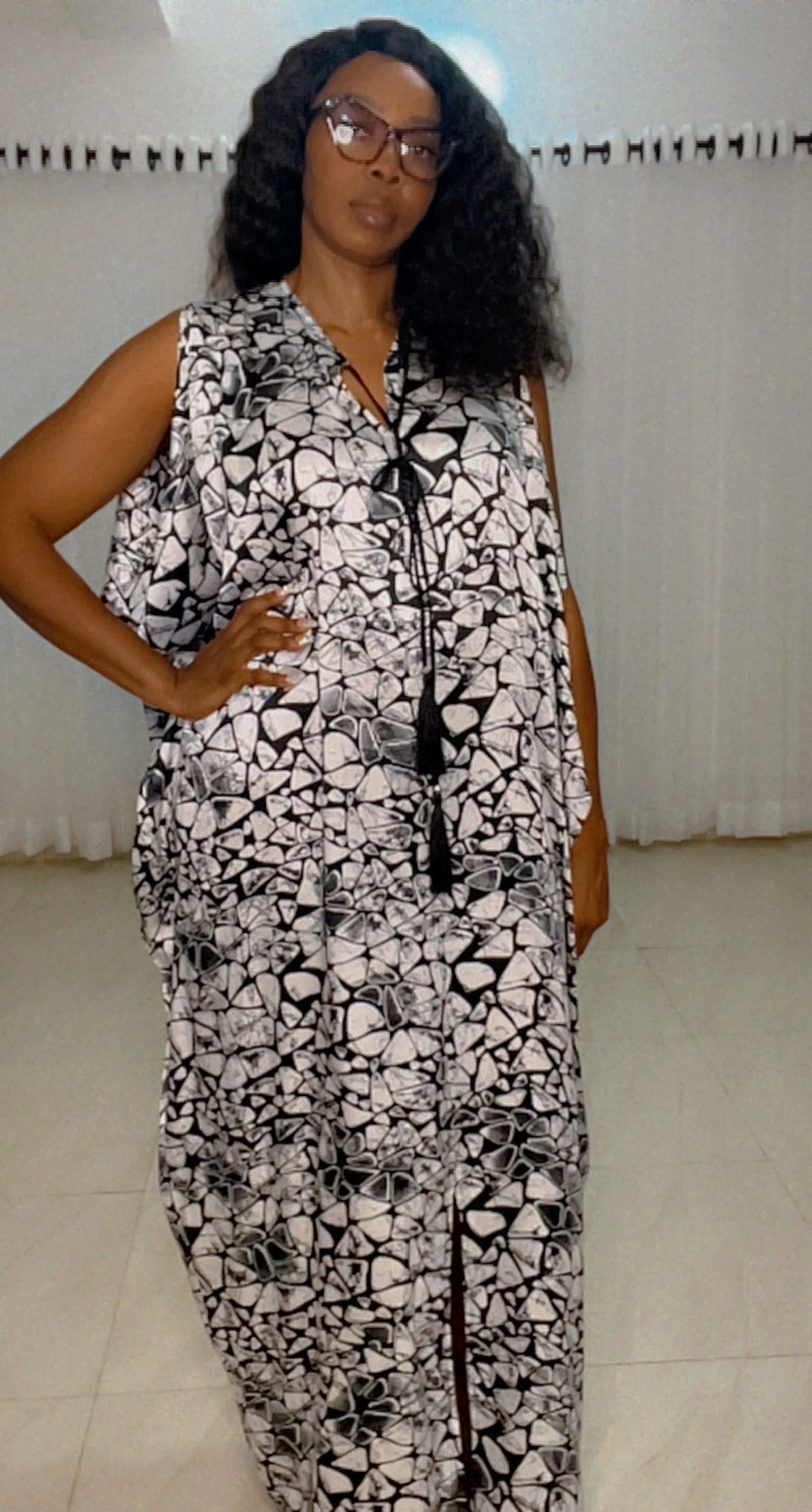 Eezzy Adire Silk Kaftan Maxi Dress - 001