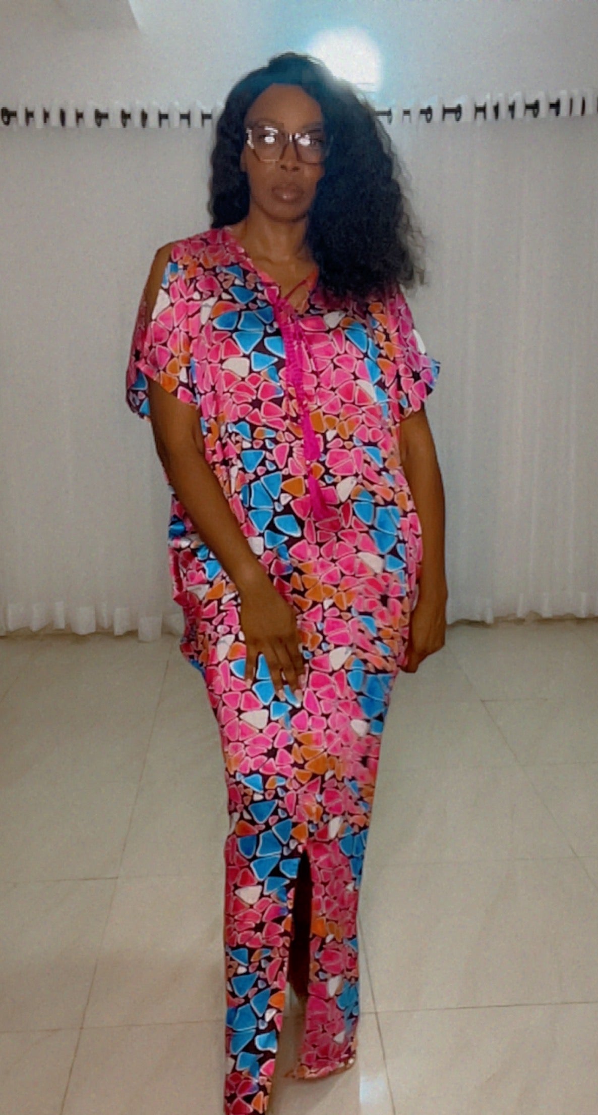 Eezzy Adire Silk Kaftan Maxi Dress - 001