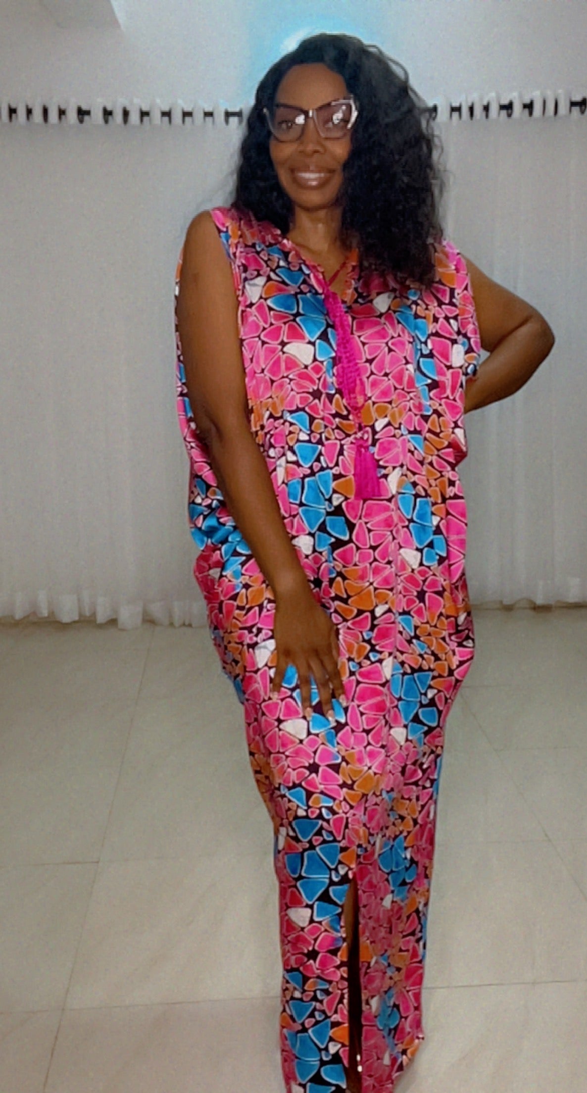 Eezzy Adire Silk Kaftan Maxi Dress - 001
