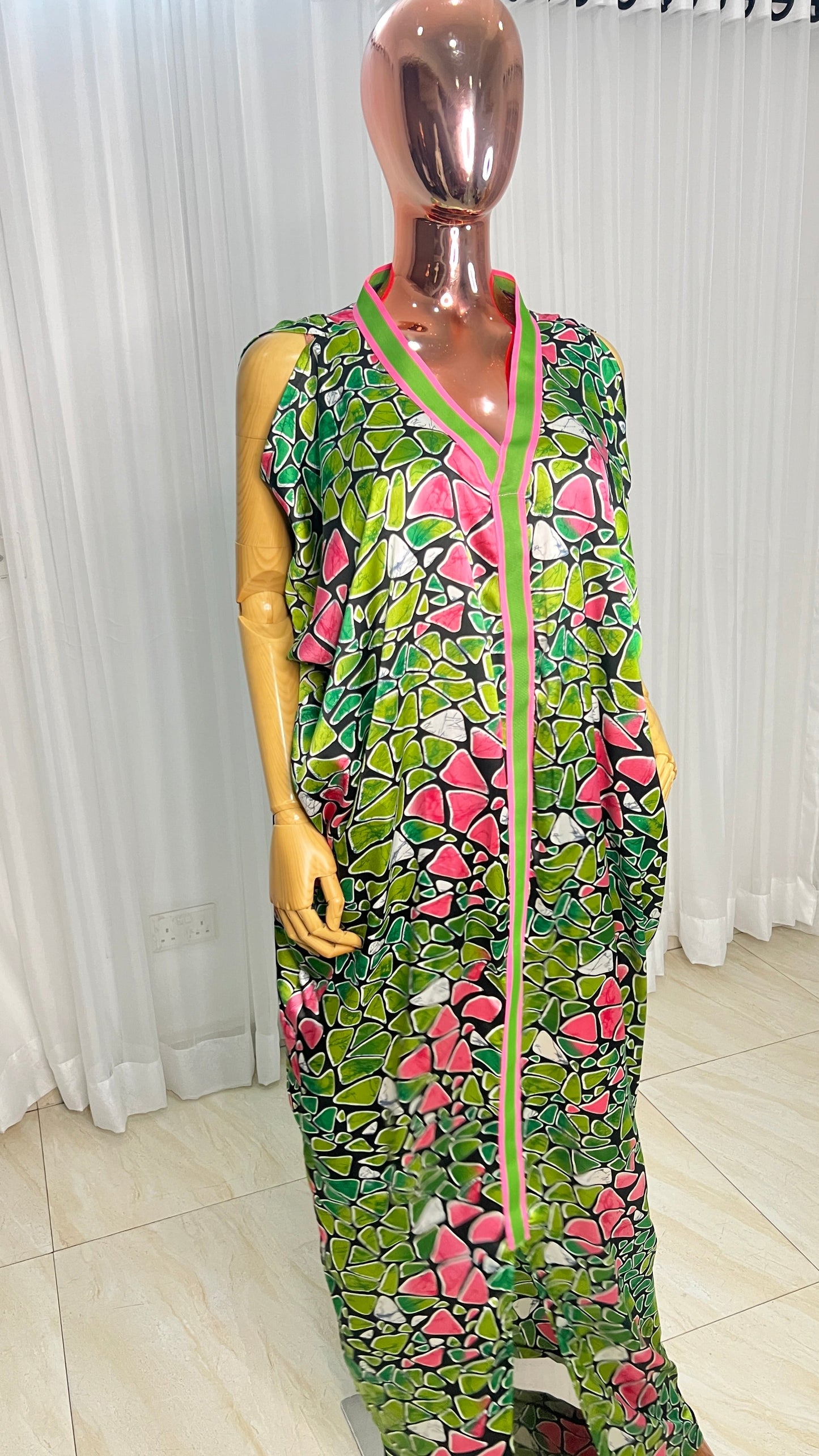 Eezzy Adire Silk Kaftan Maxi Dress - 001