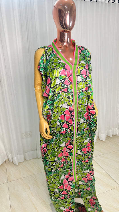 Eezzy Adire Silk Kaftan Maxi Dress - 001