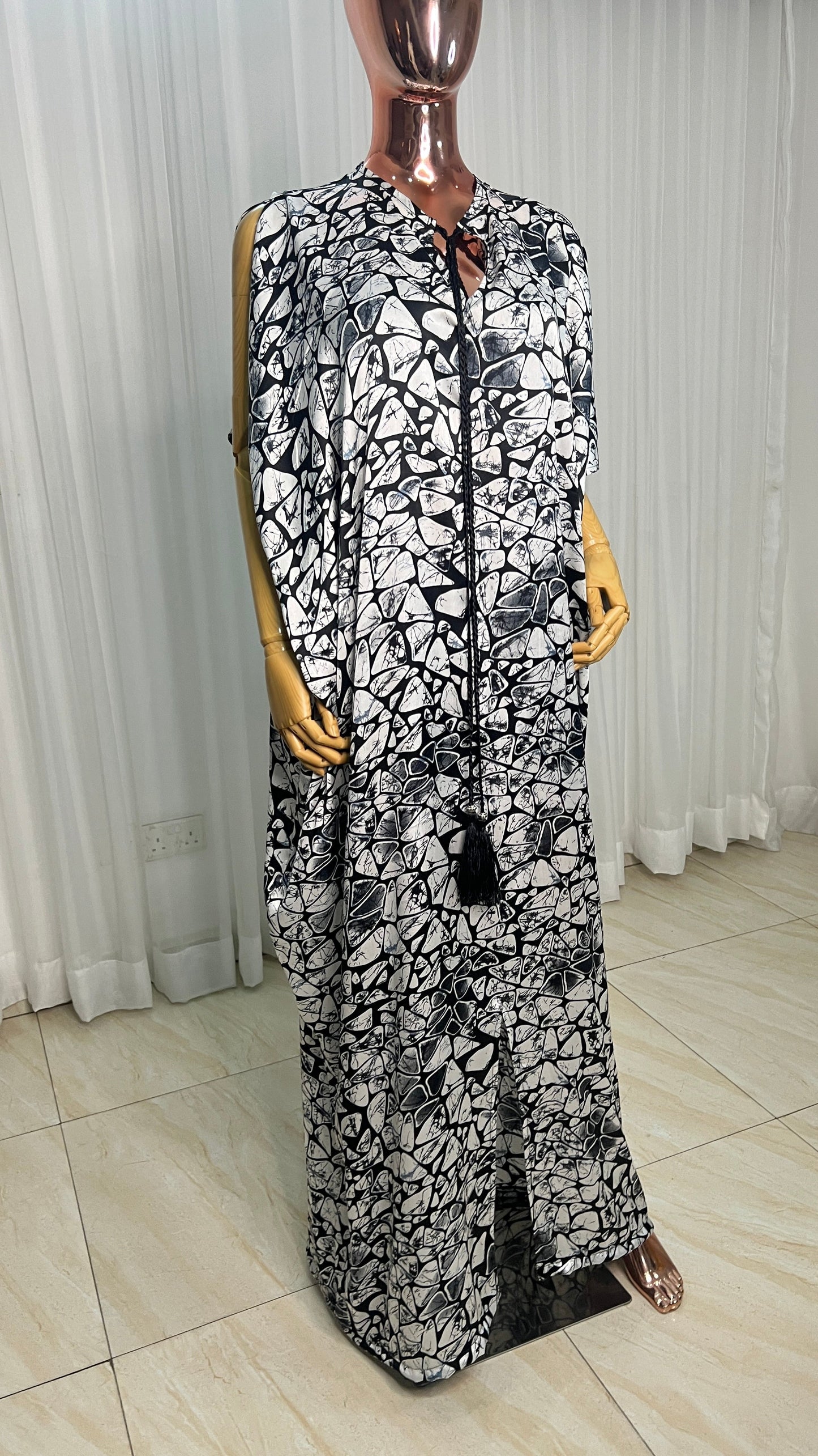 Eezzy Adire Silk Kaftan Maxi Dress - 001