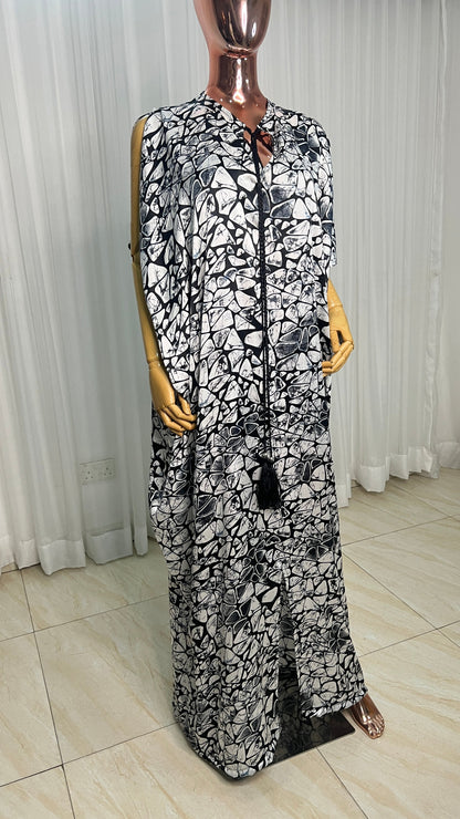 Eezzy Adire Silk Kaftan Maxi Dress - 001