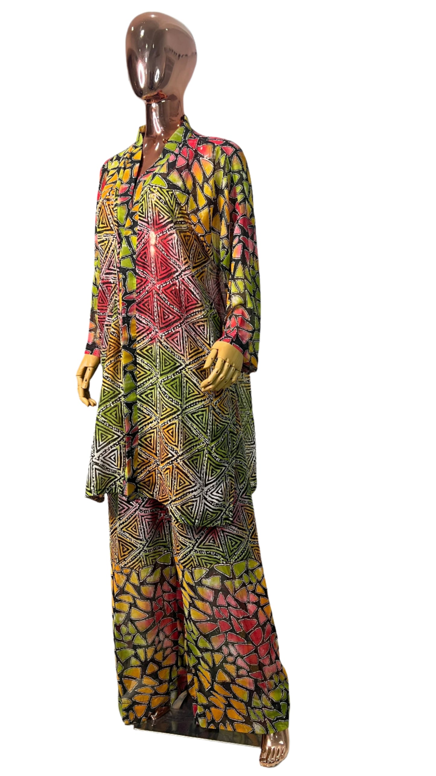 2Piece Summer Party Kimono and Pant Set - Chiffon  - 012- Tall Length