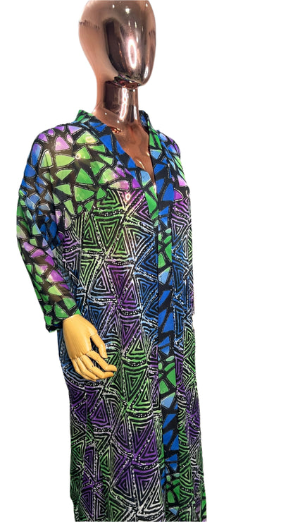 2Piece Summer Party Kimono and Pant Set - Chiffon  - 012- Tall Length