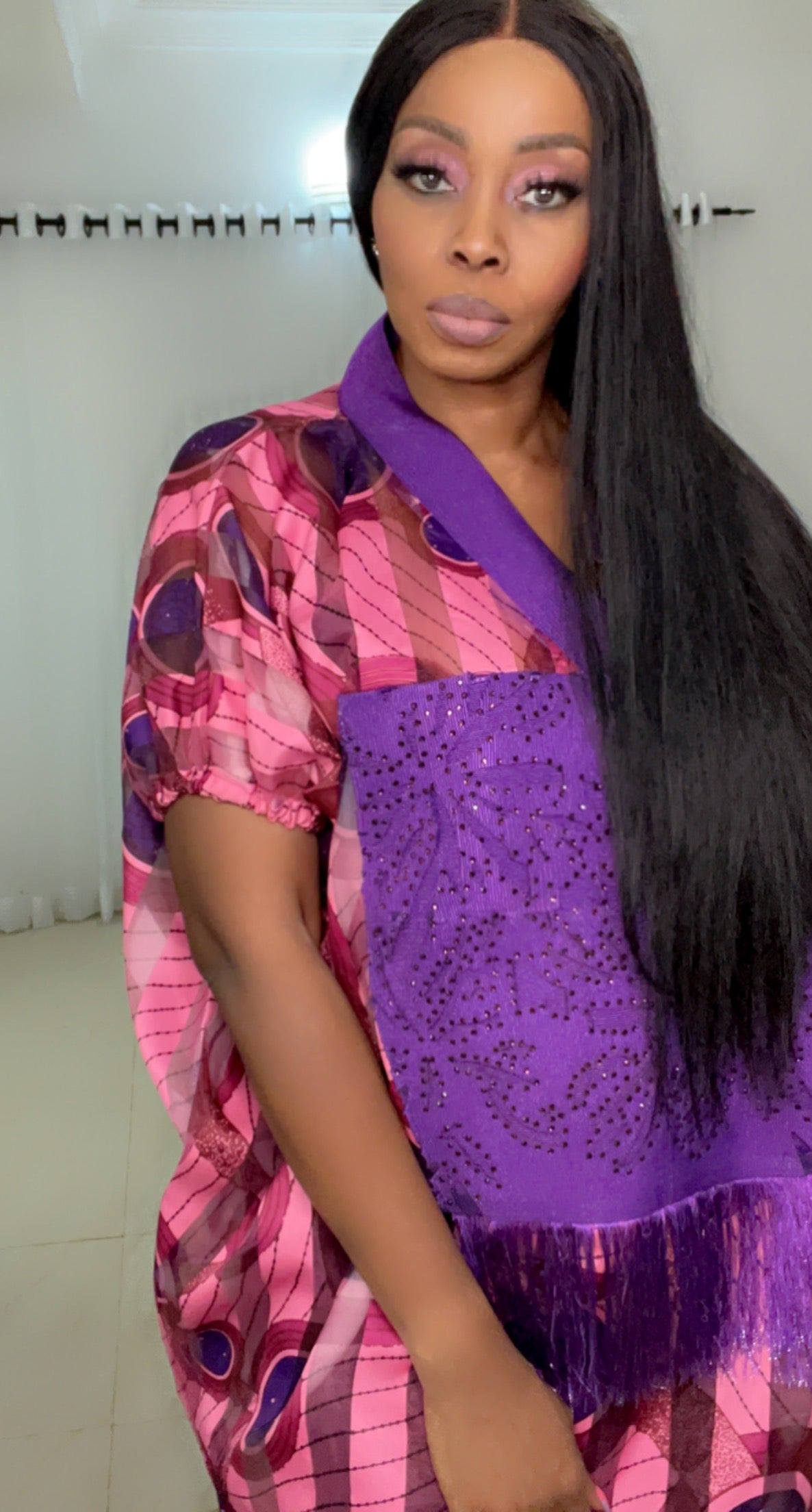 Printed Eezzy Organza Kaftan Dress - 015