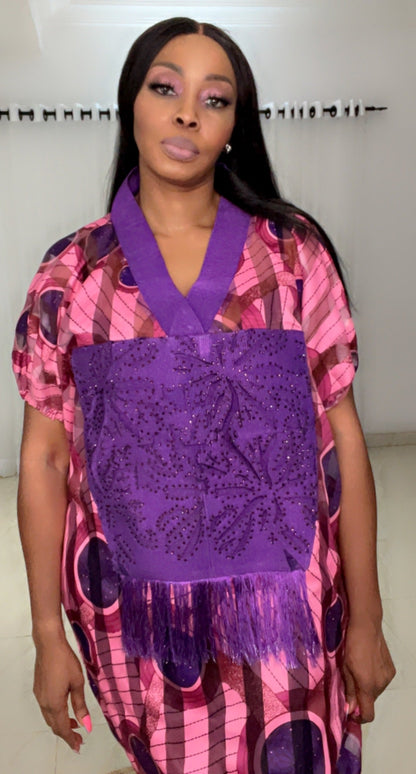 Printed Eezzy Organza Kaftan Dress - 015