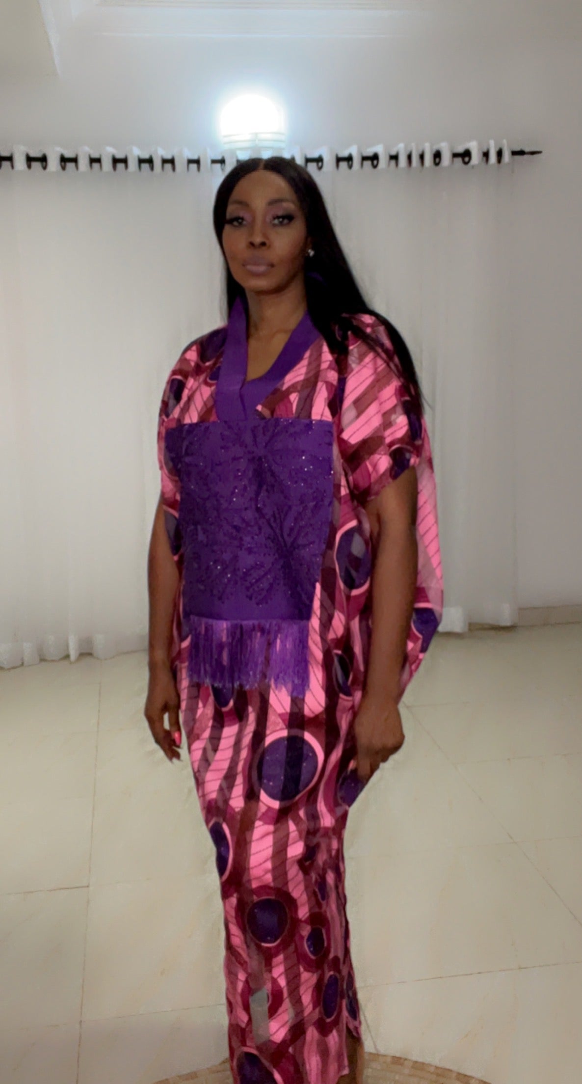 Printed Eezzy Organza Kaftan Dress - 015