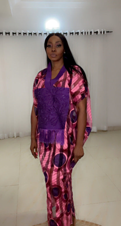 Printed Eezzy Organza Kaftan Dress - 015