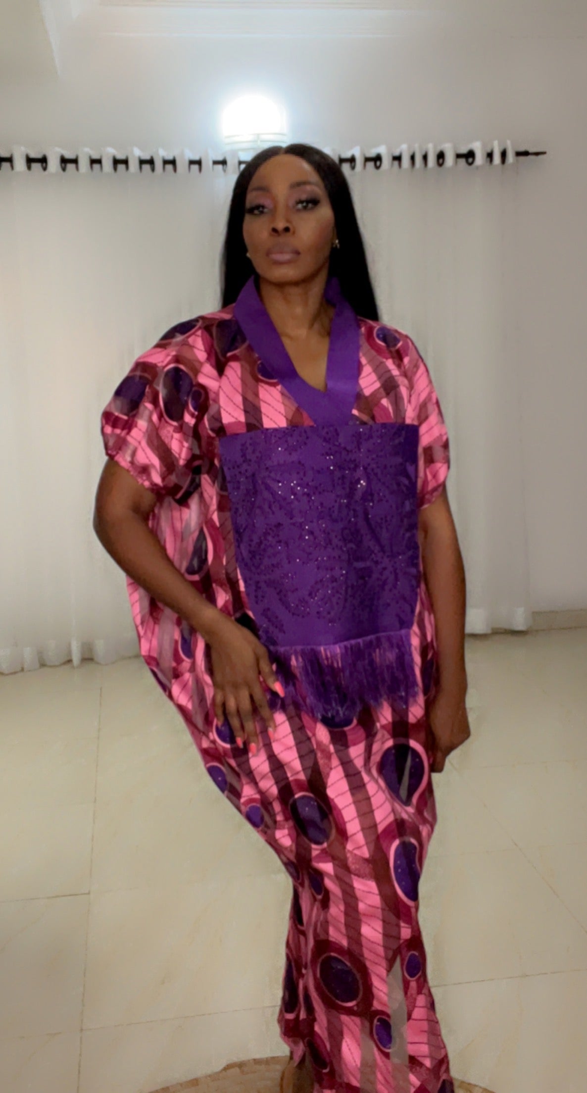 Printed Eezzy Organza Kaftan Dress - 015