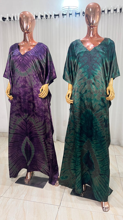Eezzy Adire Silk Kaftan Maxi Dress - 028