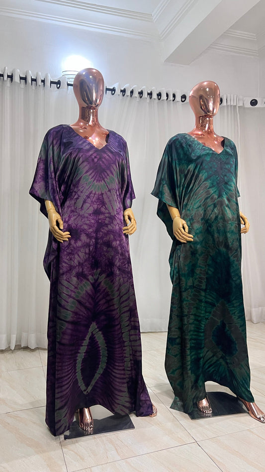 Eezzy Adire Silk Kaftan Maxi Dress - 028