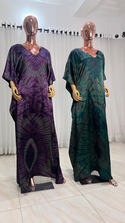 Eezzy Adire Silk Kaftan Maxi Dress - 028