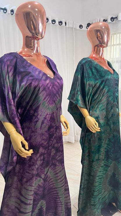 Eezzy Adire Silk Kaftan Maxi Dress - 028