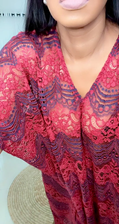 Eezzy Red Valentine Kaftan Maxi Dress - 019