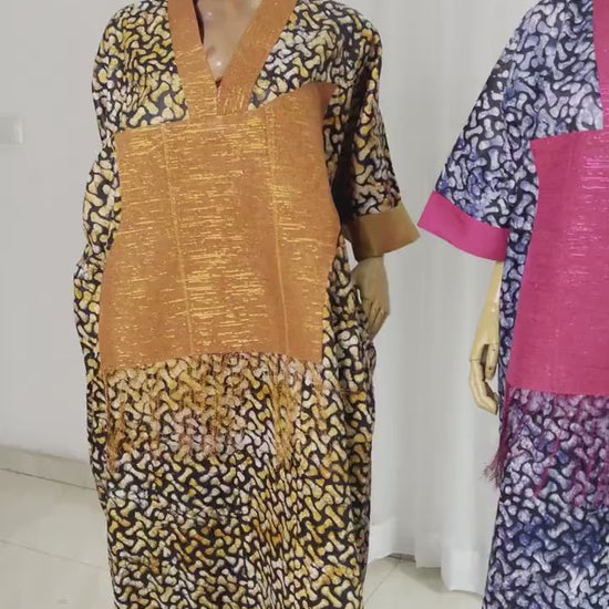 Adire/Batik Tye Dye Brocade kaftan/BouBou Kaftan/Caftan Shirt dress Summer/Beach wear Evening wear maxi/gown with slit