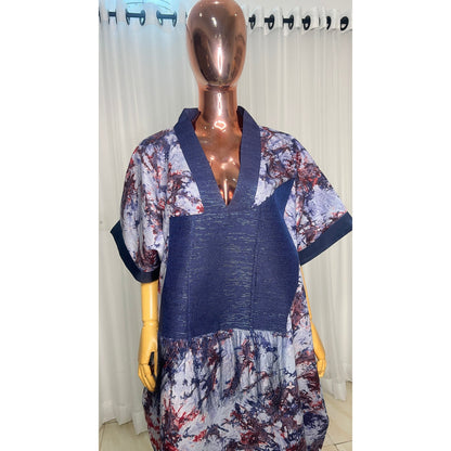 Adire/Batik Tye Dye Cotton kaftan/BouBou Kaftan/Caftan Shirt dress Summer/Beach wear Evening wear maxi/gown with slit