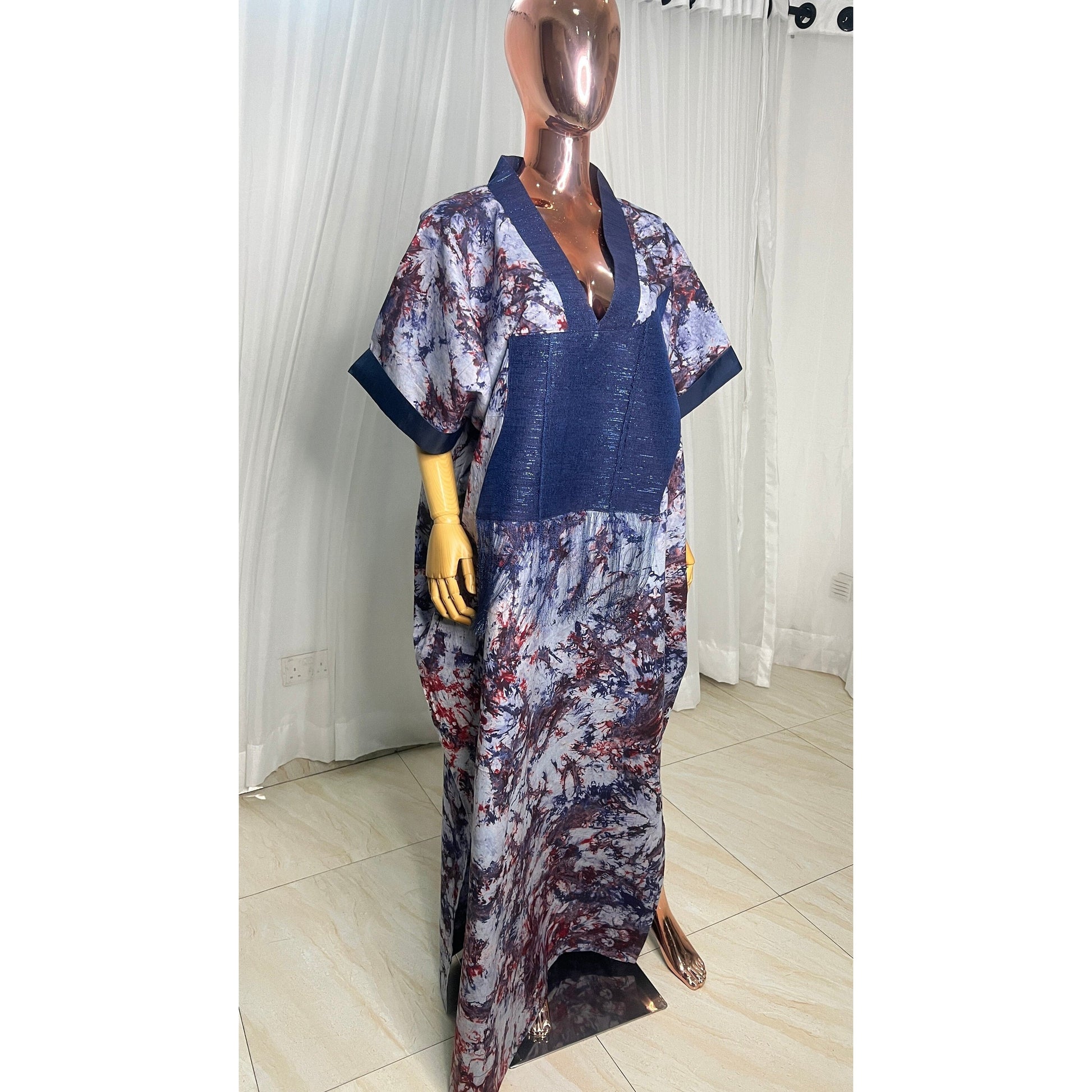Adire/Batik Tye Dye Cotton kaftan/BouBou Kaftan/Caftan Shirt dress Summer/Beach wear Evening wear maxi/gown with slit