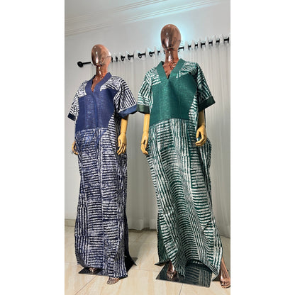 Adire/Batik Tye Dye Cotton kaftan/BouBou Kaftan/Caftan Shirt dress Summer/Beach wear Evening wear maxi/gown with slit