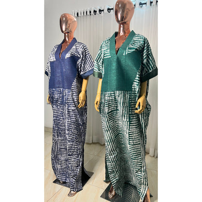 Adire/Batik Tye Dye Cotton kaftan/BouBou Kaftan/Caftan Shirt dress Summer/Beach wear Evening wear maxi/gown with slit