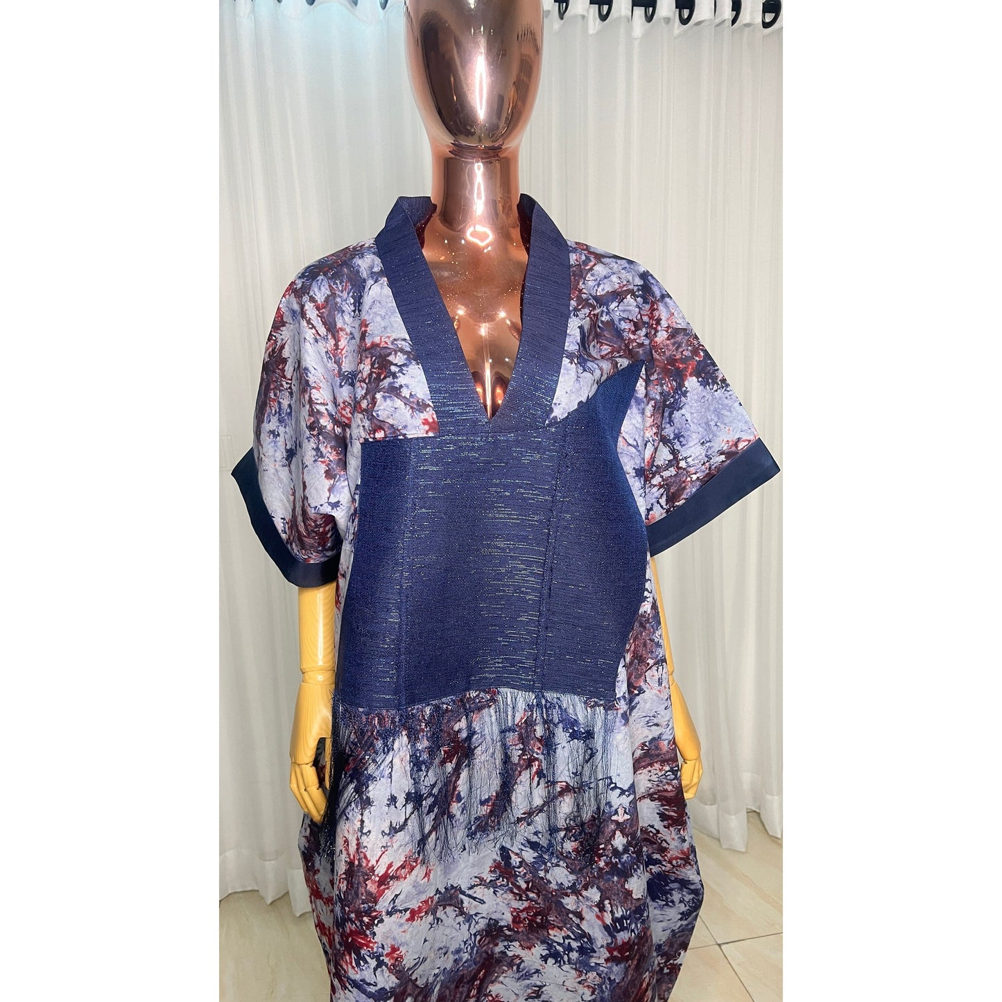 Adire/Batik Tye Dye Cotton kaftan/BouBou Kaftan/Caftan Shirt dress Summer/Beach wear Evening wear maxi/gown with slit