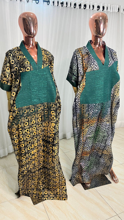 Adire/Batik Tye Dye Brocade kaftan/BouBou Kaftan/Caftan Shirt dress Summer/Beach wear Evening wear maxi/gown with slit