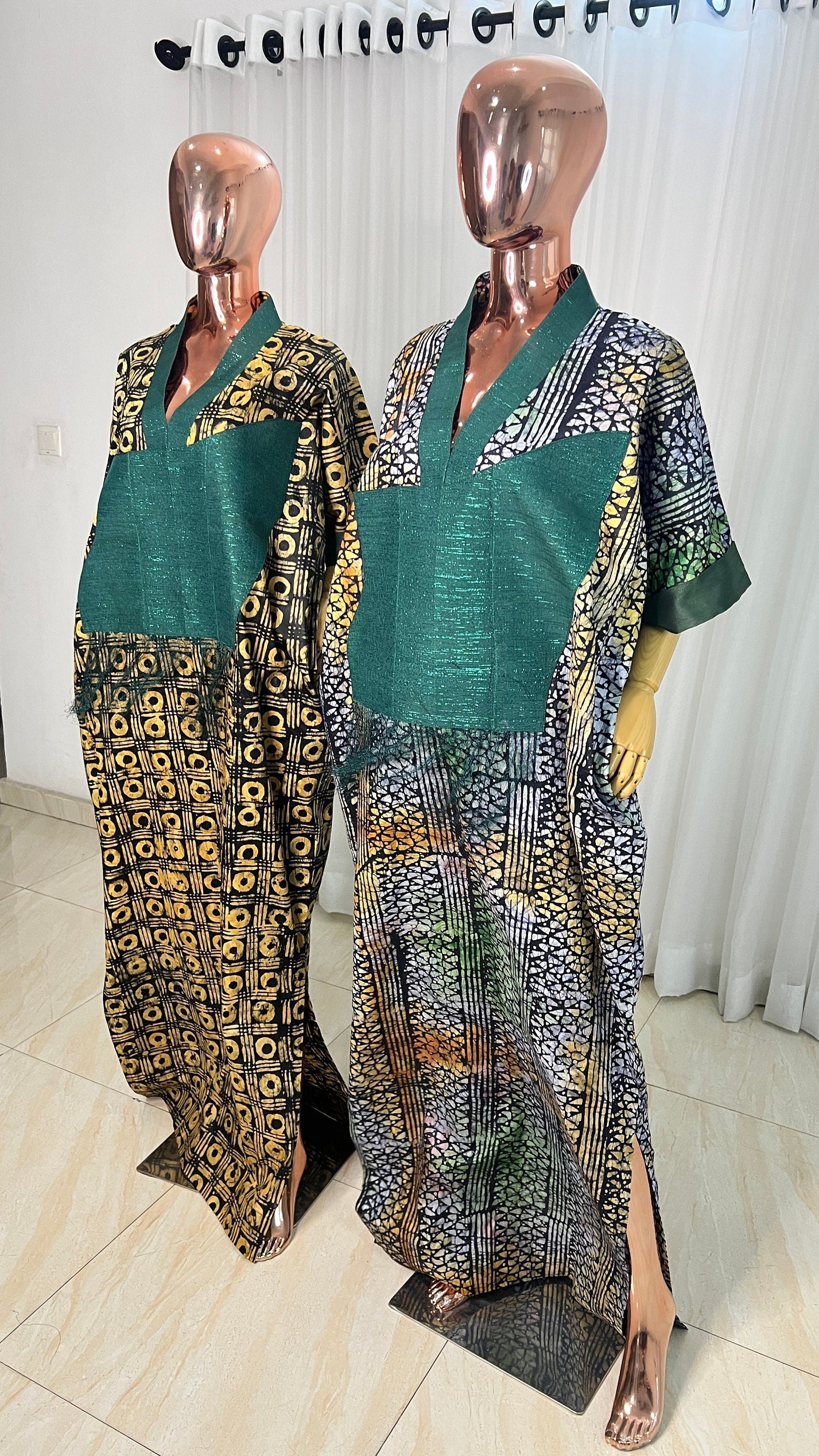 Adire/Batik Tye Dye Brocade kaftan/BouBou Kaftan/Caftan Shirt dress Summer/Beach wear Evening wear maxi/gown with slit