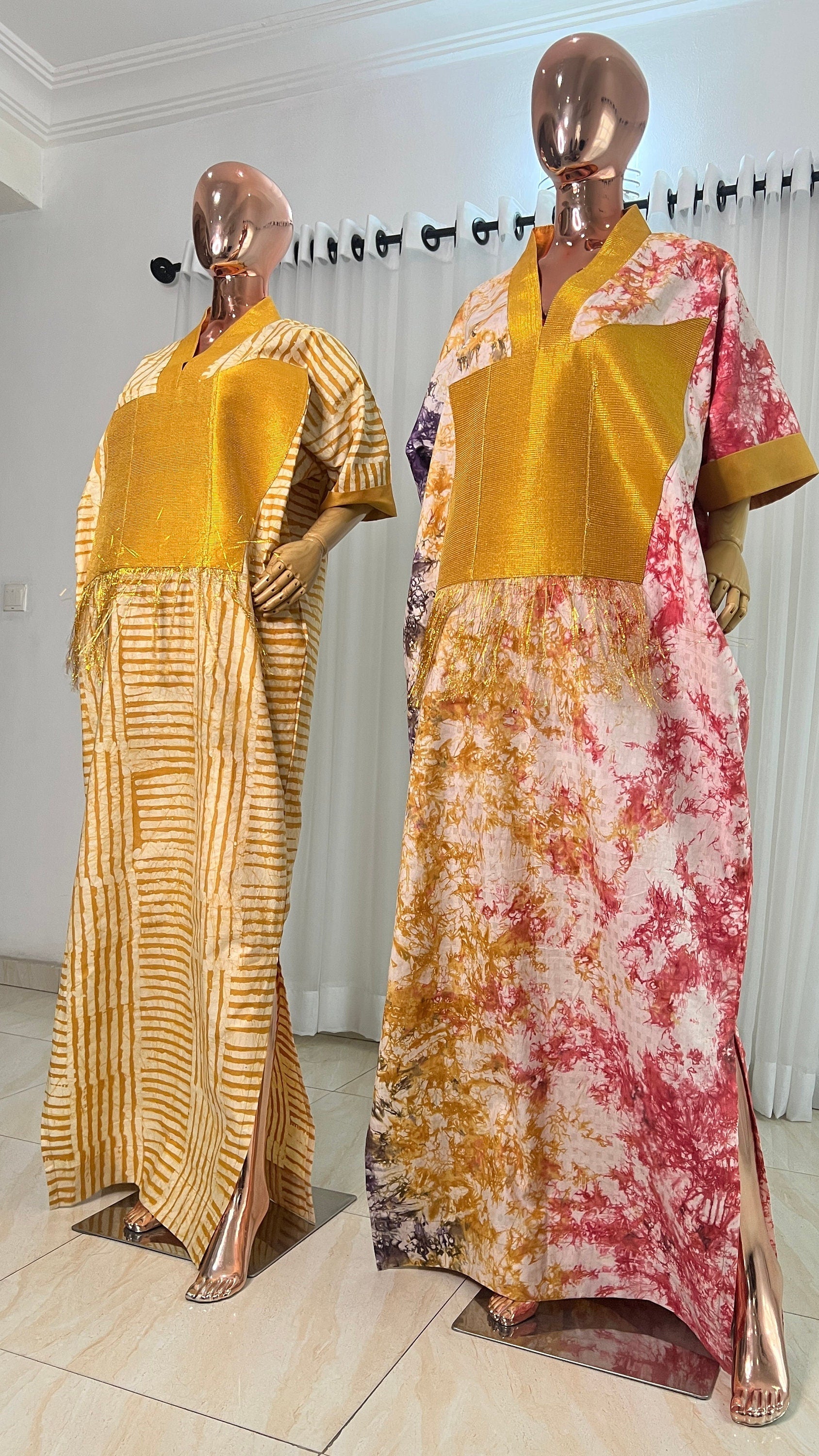 Adire/Batik Tye Dye Cotton kaftan/BouBou Kaftan/Caftan Shirt dress Summer/Beach wear Evening wear maxi/gown with slit