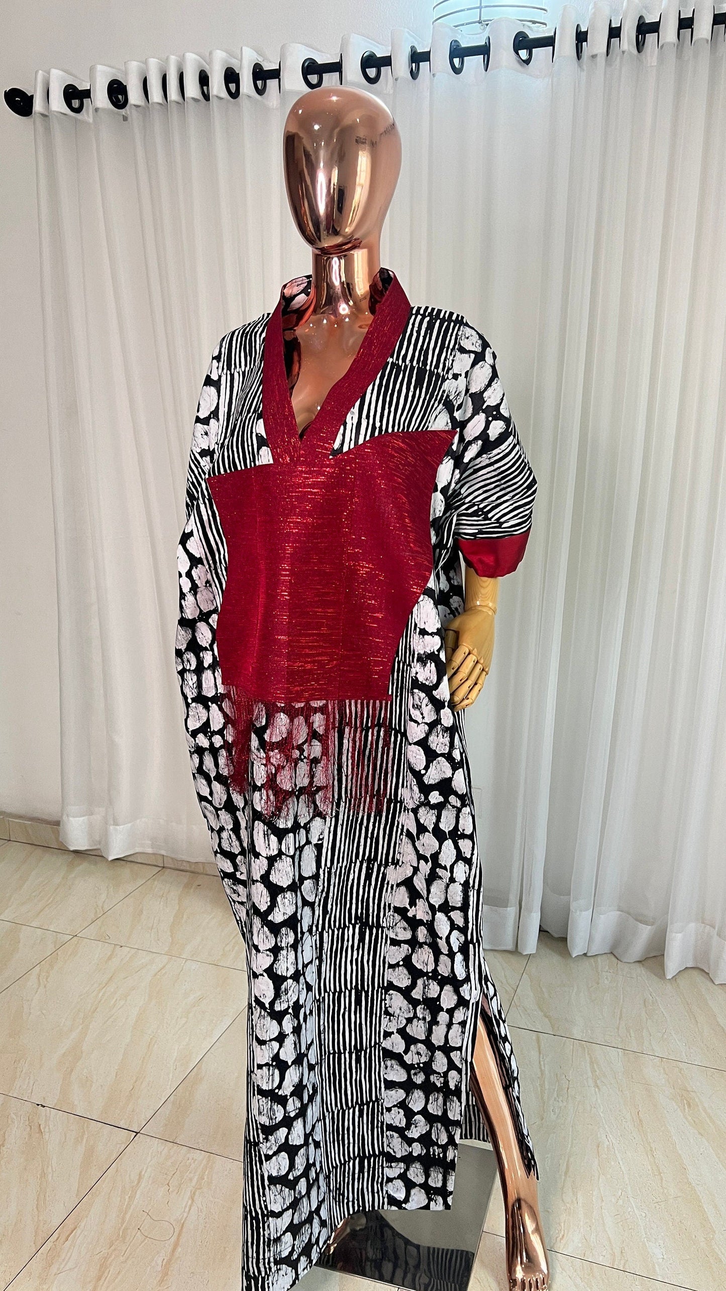 Adire/Batik Tye Dye Brocade kaftan/BouBou Kaftan/Caftan Shirt dress Summer/Beach wear Evening wear maxi/gown with slit