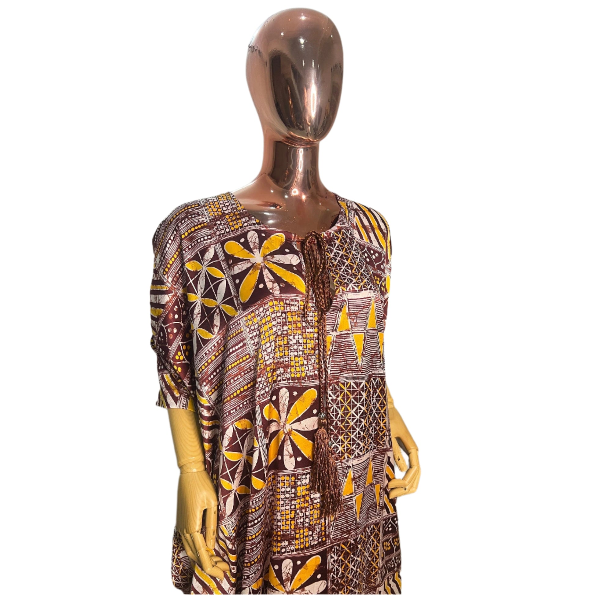 Adire/Batik Tye Dye Silk kaftan/BouBou Kaftan/Caftan Shirt dress Chiffon scarf Summer/Beach wear Evening wear maxi/gown with slit