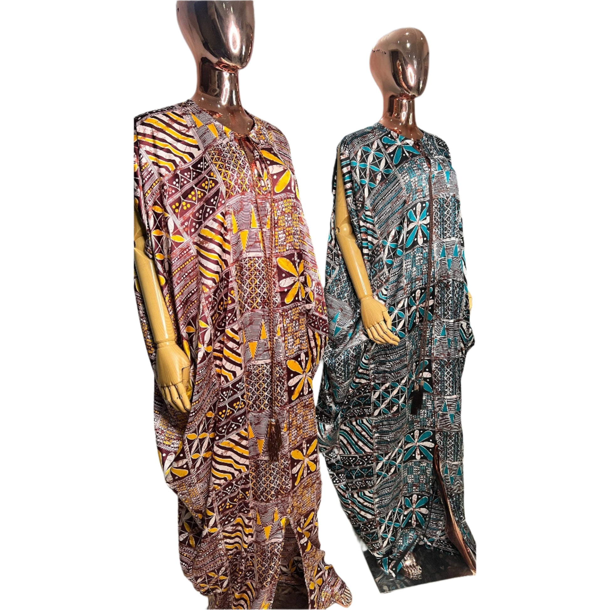 Adire/Batik Tye Dye Silk kaftan/BouBou Kaftan/Caftan Shirt dress Chiffon scarf Summer/Beach wear Evening wear maxi/gown with slit