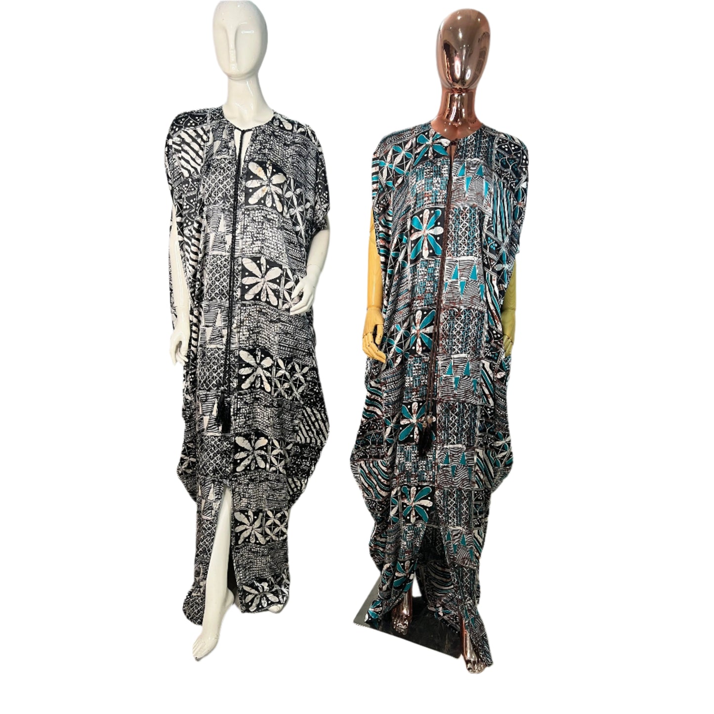 Adire/Batik Tye Dye Silk kaftan/BouBou Kaftan/Caftan Shirt dress Chiffon scarf Summer/Beach wear Evening wear maxi/gown with slit