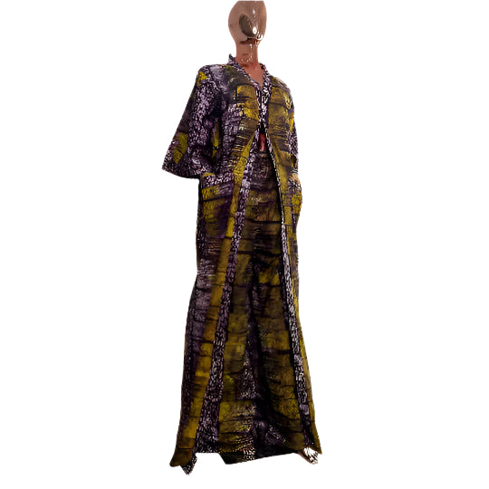African print duster, Ankara kimono plus size kimono, African print women's jacket, Ankara jacket boho and hippie jacket pant/trouser set