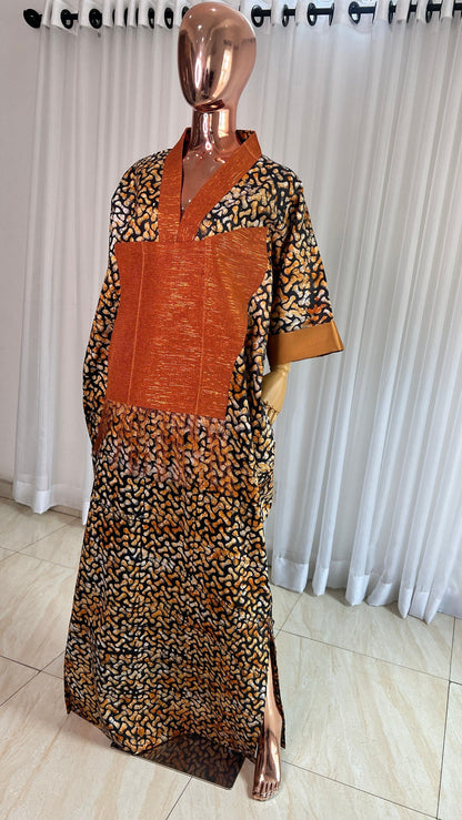 Adire/Batik Tye Dye Brocade kaftan/BouBou Kaftan/Caftan Shirt dress Summer/Beach wear Evening wear maxi/gown with slit