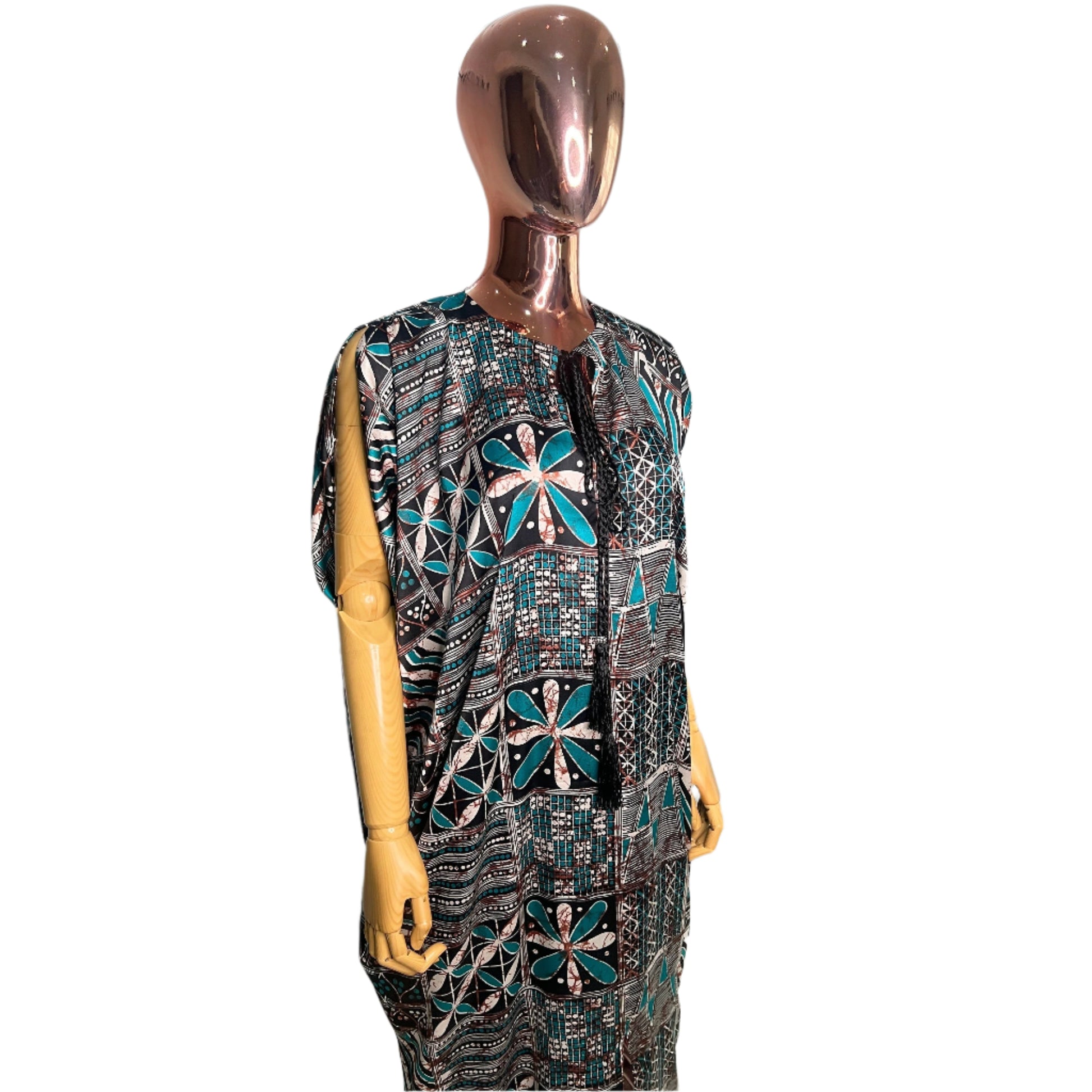 Adire/Batik Tye Dye Silk kaftan/BouBou Kaftan/Caftan Shirt dress Chiffon scarf Summer/Beach wear Evening wear maxi/gown with slit