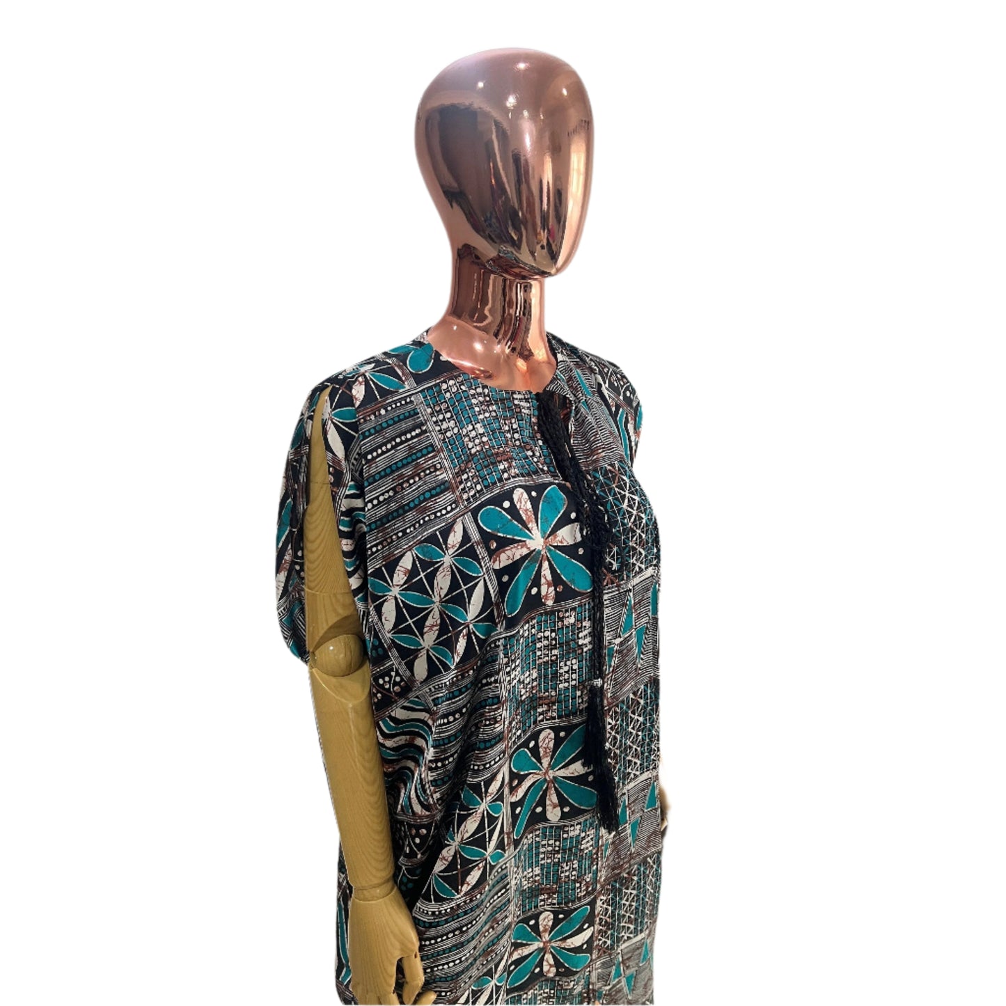 Adire/Batik Tye Dye Silk kaftan/BouBou Kaftan/Caftan Shirt dress Chiffon scarf Summer/Beach wear Evening wear maxi/gown with slit