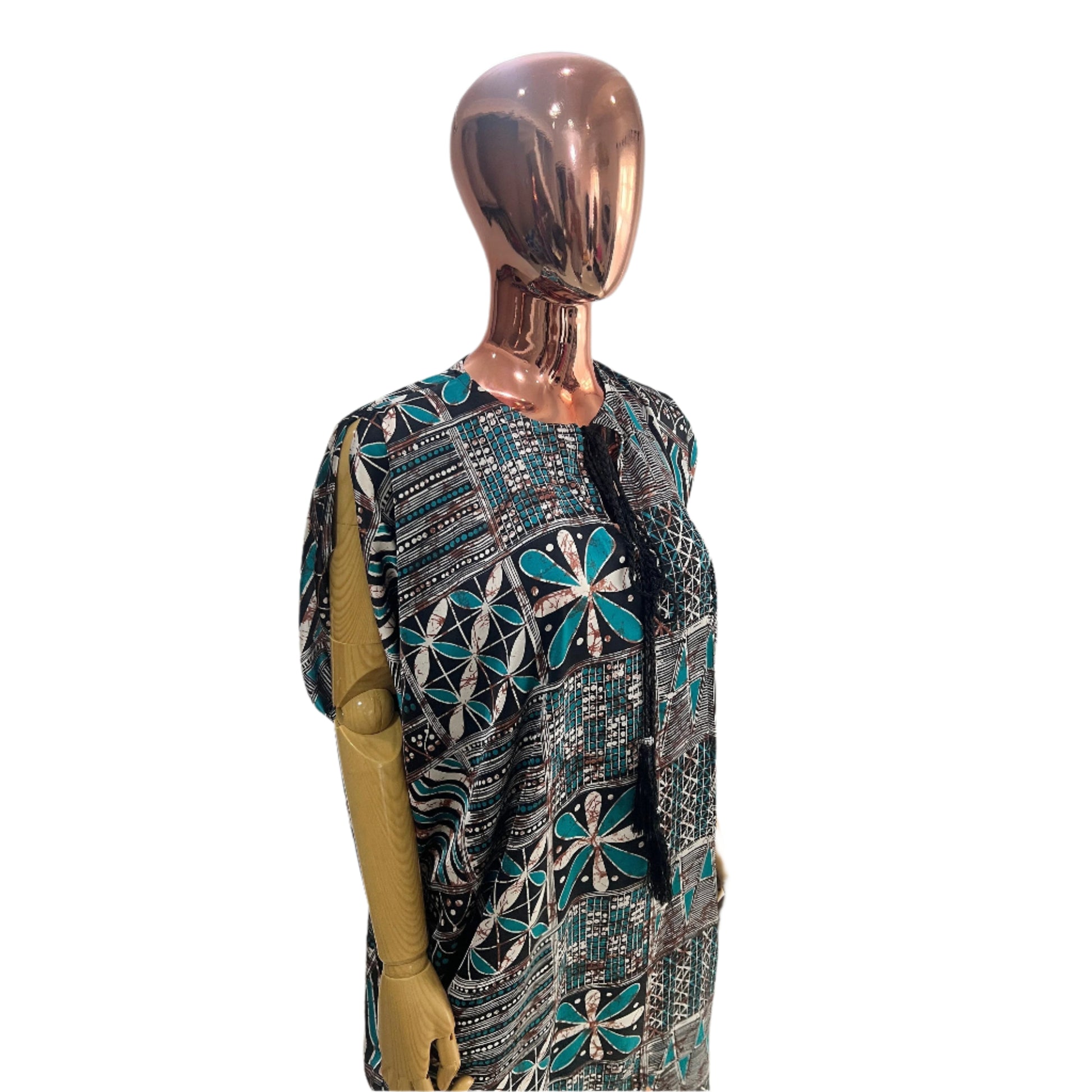 Adire/Batik Tye Dye Silk kaftan/BouBou Kaftan/Caftan Shirt dress Chiffon scarf Summer/Beach wear Evening wear maxi/gown with slit