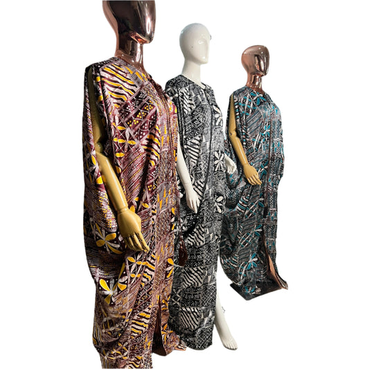 Adire/Batik Tye Dye Silk kaftan/BouBou Kaftan/Caftan Shirt dress Chiffon scarf Summer/Beach wear Evening wear maxi/gown with slit