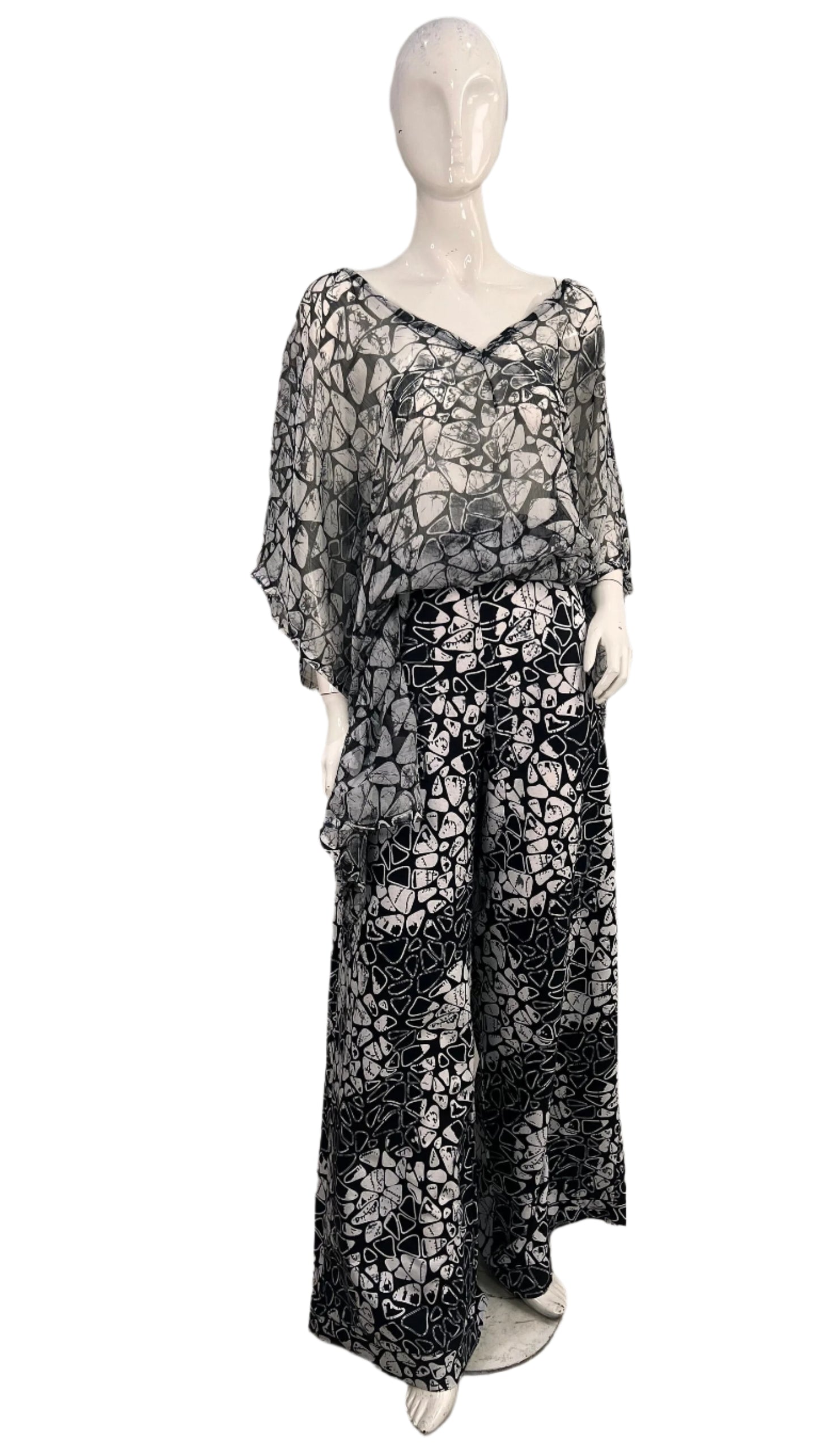 Ankara cotton Trouser/pant set with matching Print Chiffon Top african print hollandias