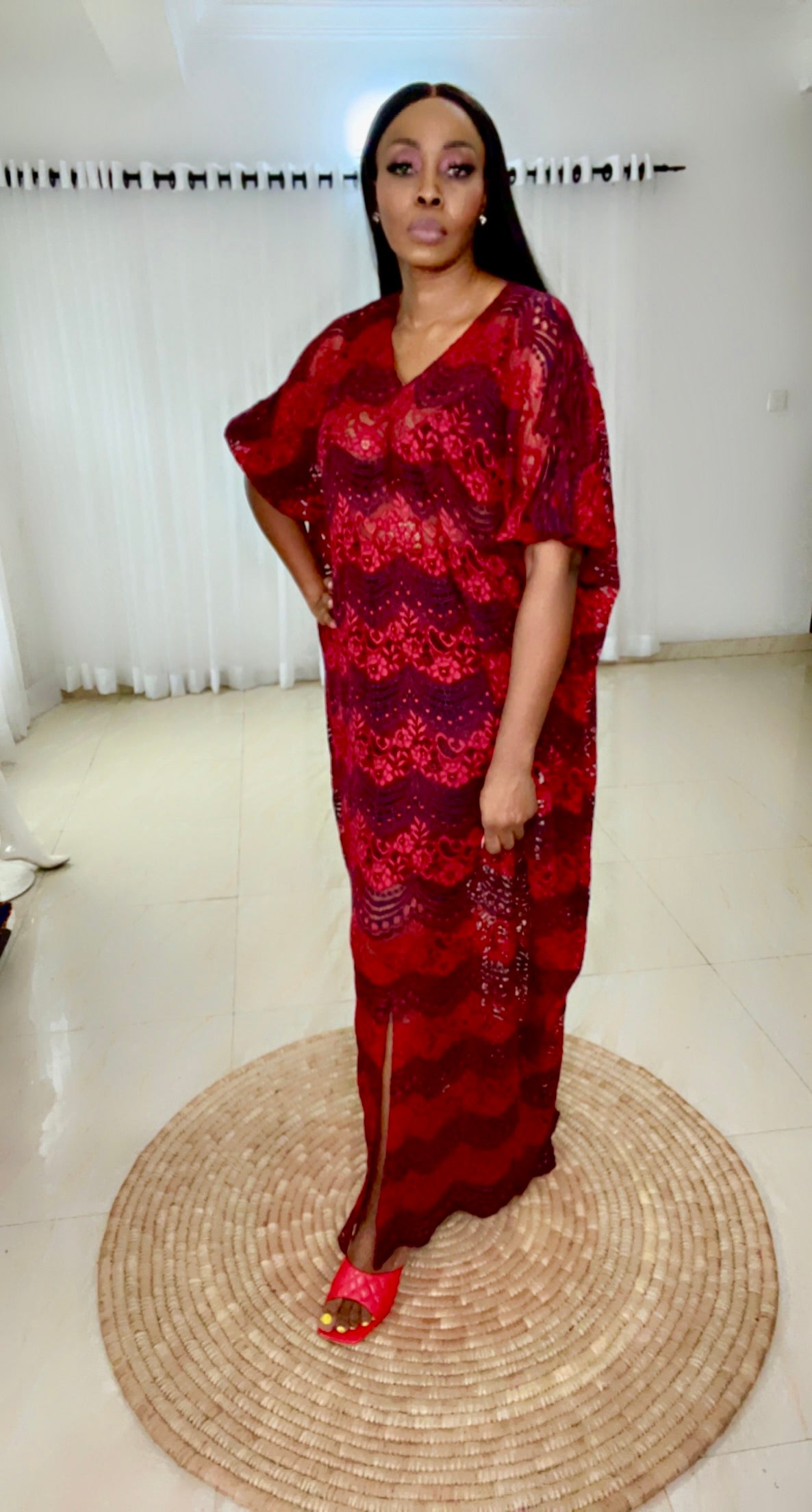 Eezzy Red Valentine Kaftan Maxi Dress - 019