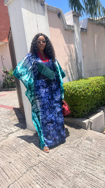 Eezzy Adire Silk Kaftan Maxi Dress - 034